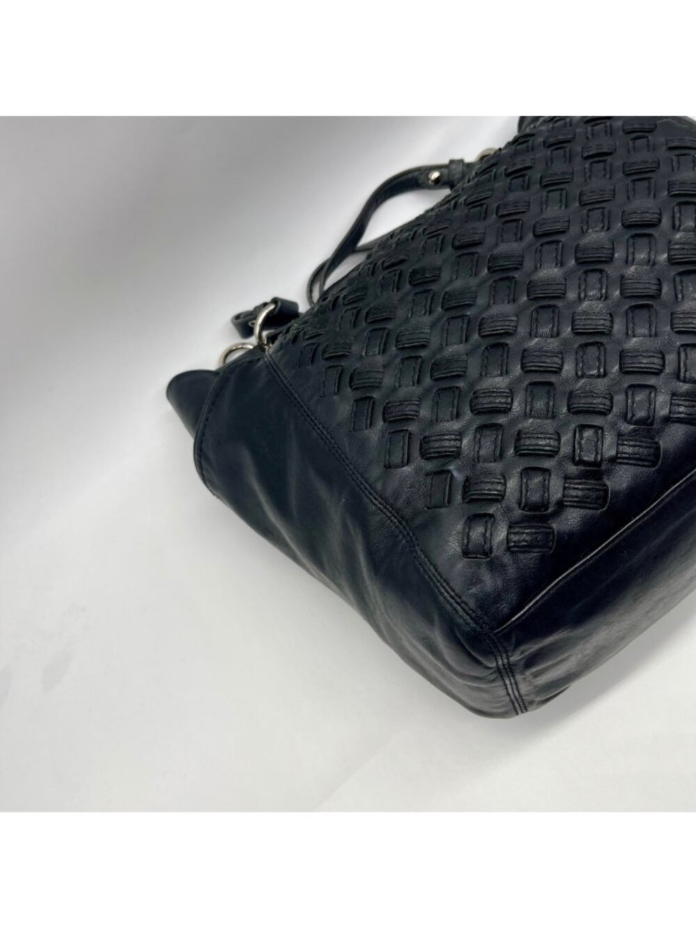 Coach Black Woven Leather Shoulder Bag F17099 - Picture 7 of 11